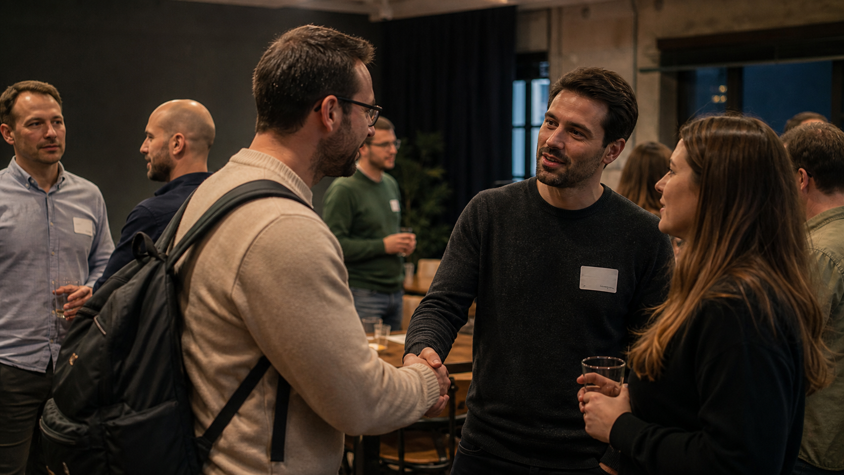 Razgovor potencijalnih poslovnih partnera na startup događaju